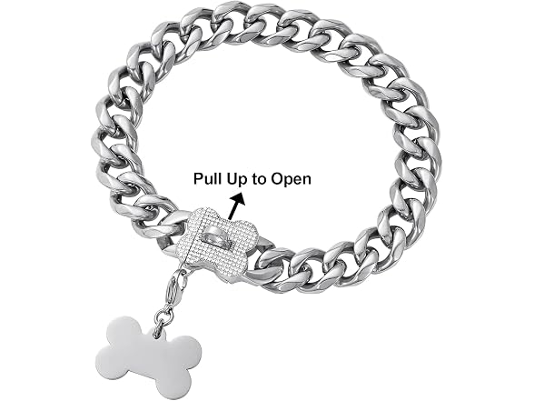 Silver Dog Chain Collars for Medium Large Do