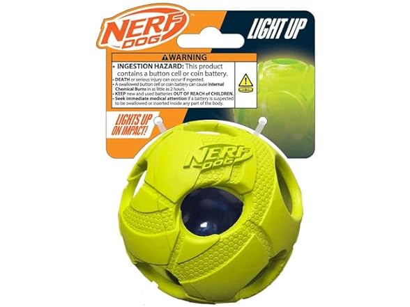 Nerf Dog Bash Ball Dog Toy with Interactive LED