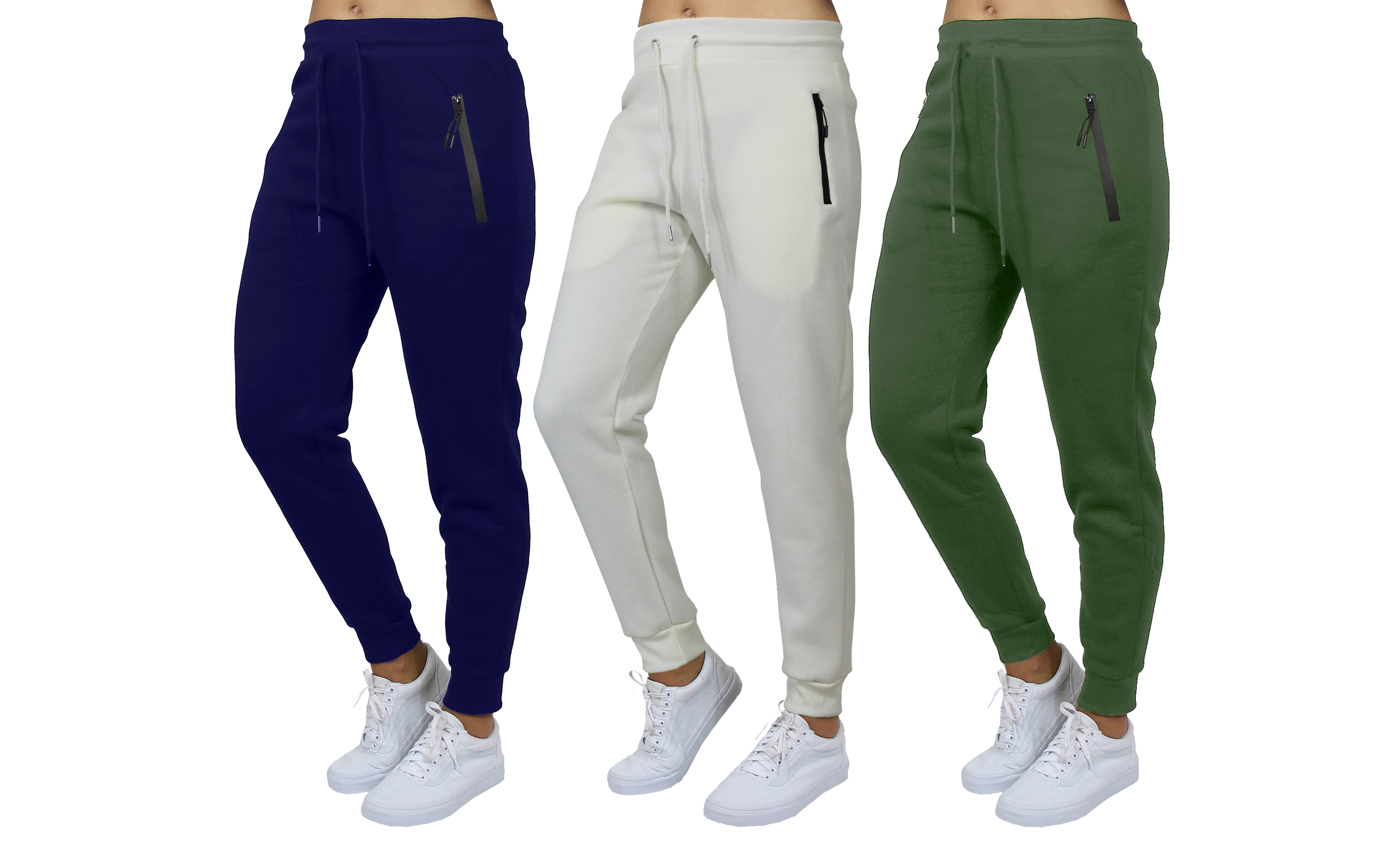 3Pk Womens Fleece Jogger Pants - Gallery 20