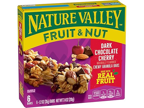 6CT Nature Valley Fruit & Nut Granola Bars, Dark Chocolate Cherry