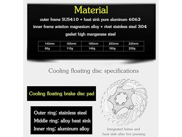 Floating Disc Brake Rotor 140-203mm