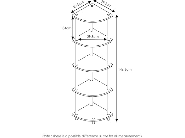 Furinno Furinno TURN-N-TUBE Corner Shelf, 5-Tier