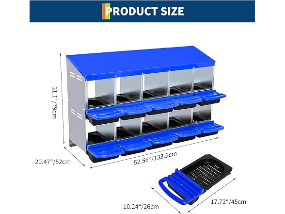 10-Hole Chicken Nesting Box, Without
