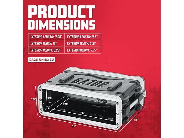 Gator Cases Lightweight Molded 3U Rack