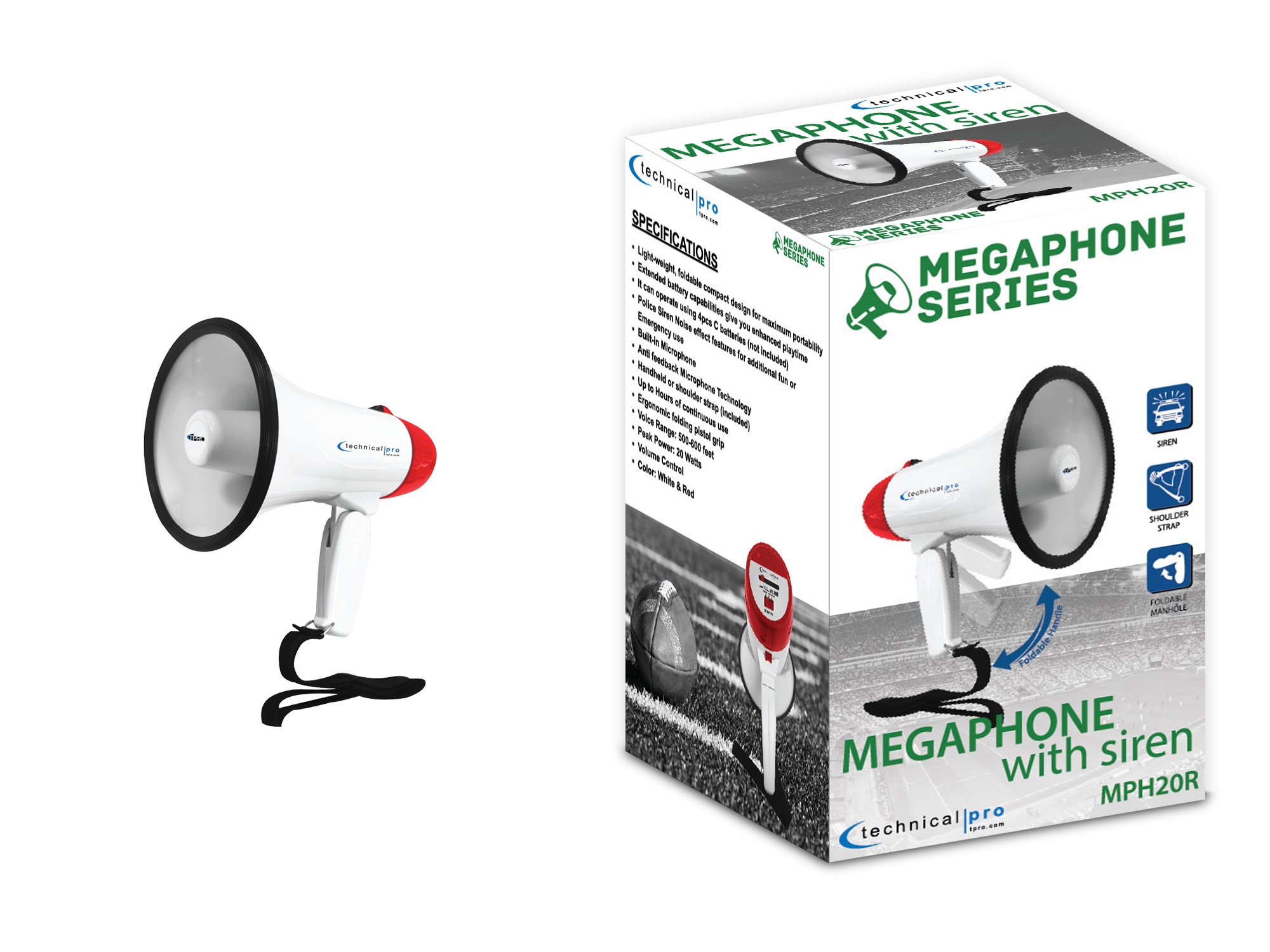 Megaphone with Siren & Foldable Handle - Gallery 23