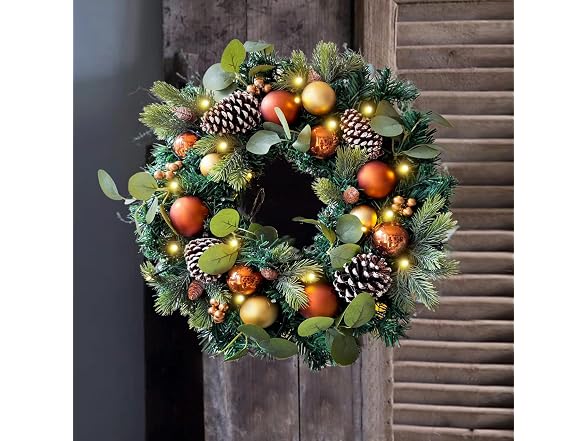 Wanna-CUL Copper/Gold 20" Pre-Lit Wreath