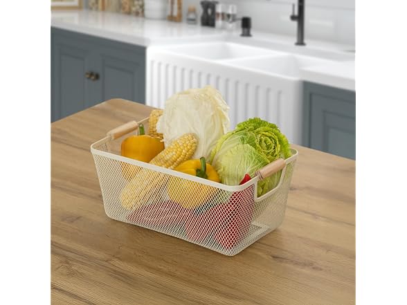 Basicwise Set of 3 Small Multipurpose Metal Mesh Basket