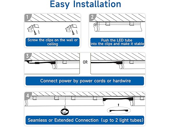 SHINESTAR BC707225070001 4FT LED Shop Lights 40W T8 Tub