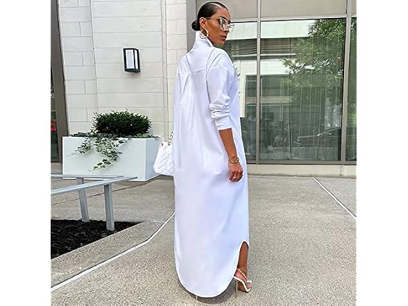 ThusFar Women (L) Button Down Tshirt Slit Dress
