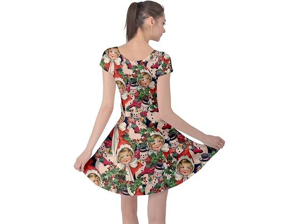 CowCow Women (S) Xmas Dolls Short Sleeve Dress