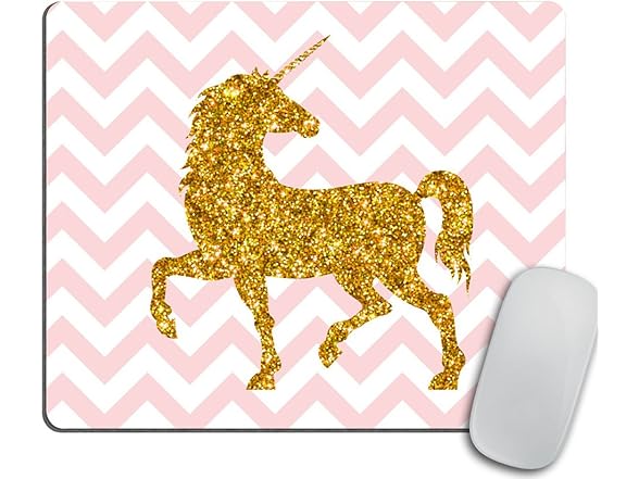 Gold Glitter Unicorn Rectangle Mouse Pad