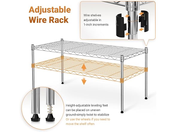 Simple Deluxe 1-Tier Shelving Units Chrome
