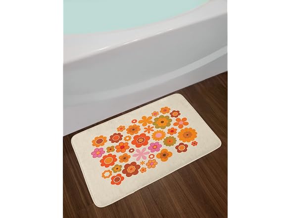 Ambesonne 1970s Bath Mat, Vintage Style Bloss