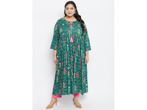 Tissu Women (XXL) Pleated Kurta 1972_Green