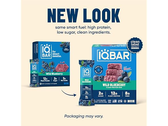(24-Pack) IQBAR Plant Protein Bars: Wild Blueberry
