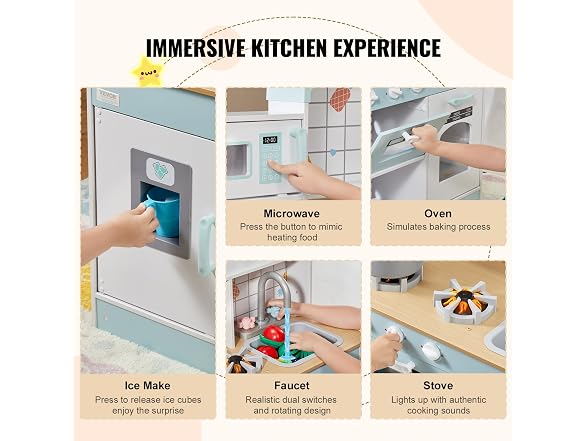 Play Kitchen for Kids, Wooden Toy Kitchen Set