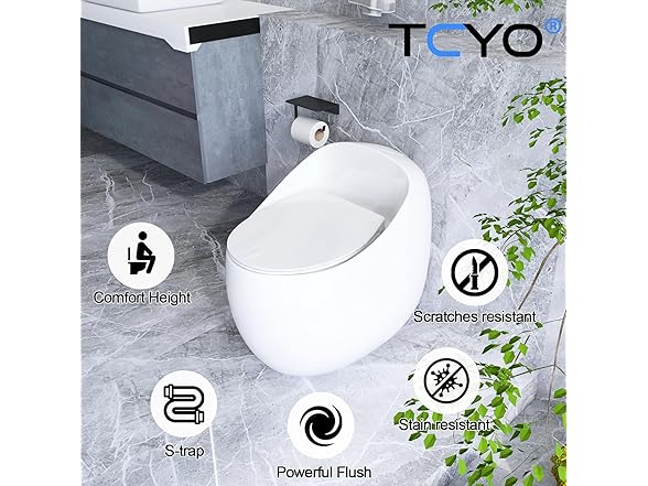 TYCO Egg Design One Piece Toilet, 12'' Rough-In