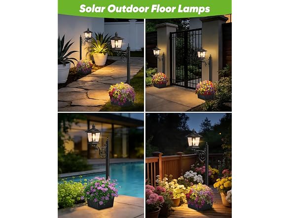 35in Solar Lamp Post Light with Planter 2 Pack