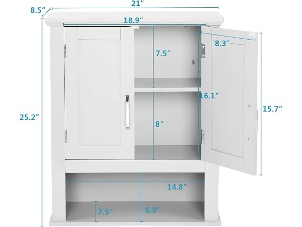 VINGLI Bathroom Wall Cabinet 21"x8.5"x25"