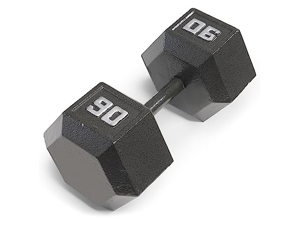 Marcy 90lb Cast Iron Hex Dumbbell, Single, 90lbs