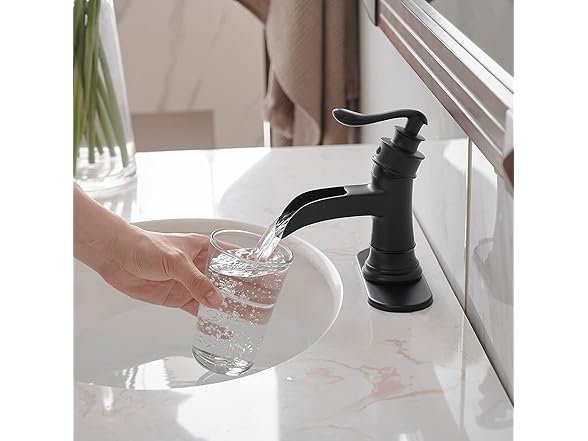 BWE Black Bathroom Faucet Matte Waterfal