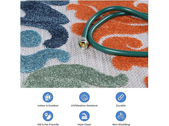 Superior Traditional Damask Indoor Outdoor Area Rug, Multicolor