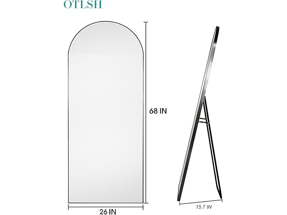 Full Length Arched Floor Mirror-Black
