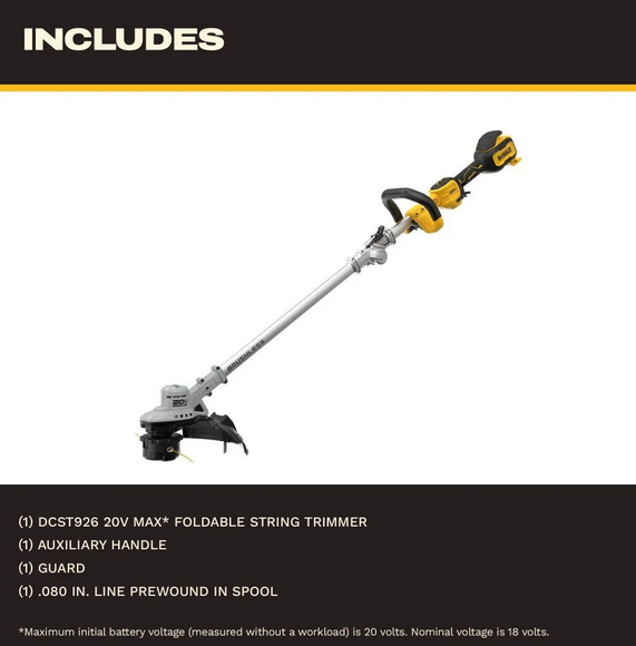 Dewalt DCST926B 20V MAX Brushless Foldable String Trimmer - Gallery 5