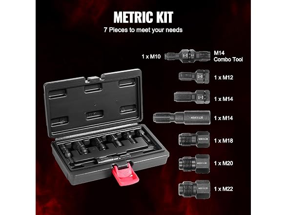 7-Piece Thread Chaser Set, Metric Thread