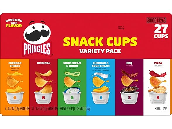 27CT Pringles Potato Crisps Chips, Lunch Snacks