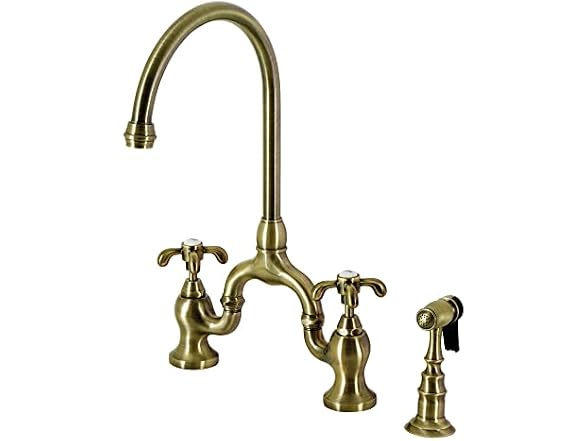 Kingston KS7793TXBS Bridge Kitchen Faucet w Sprayer