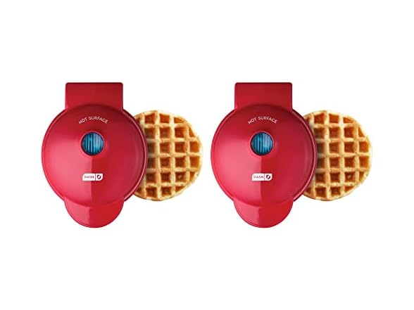 DASH Mini Waffle Maker (2 Pack) Red