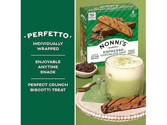 8CT Nonni's Espresso Chocolate Chip Biscotti, 6.88oz