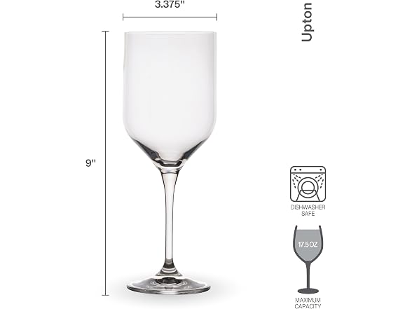 Upton White Wine Chardonnay Glasses, Set of 4, 17.5 Ounce