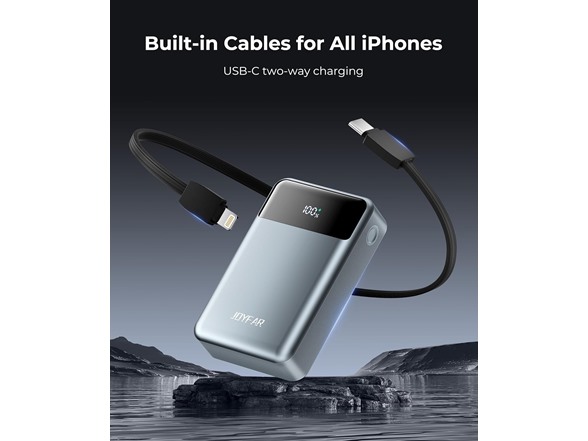 (2 or 3 Pack) Joyfar 30,000mAh USB-C 22.5W Powerbank w/Cables