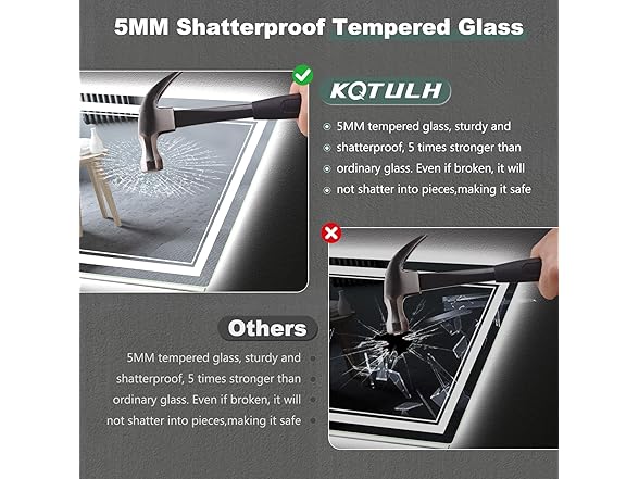 KQTULH 48"x28" LED Bathroom Mirror