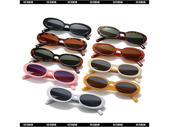SUNBSR Retro Oval Sunglasses 2 Pack