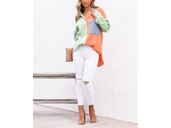 Chouyatou Women (L) Block Long Sleeve Button Shirt
