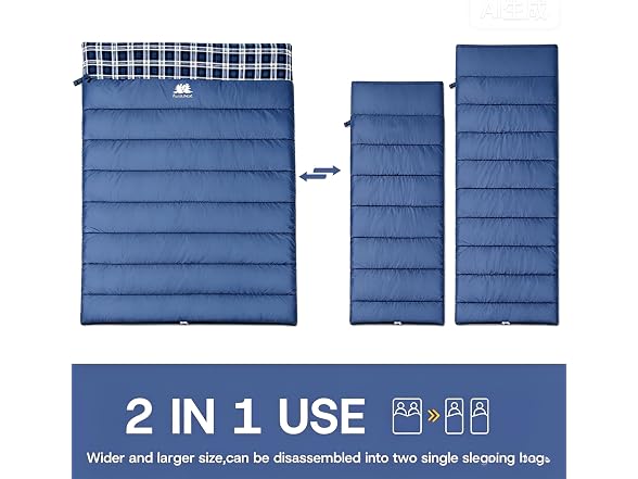 FJALLNOK Queen Size Flannel Sleeping Bag