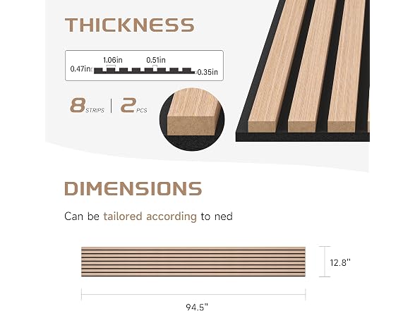POHARE Wood Slat Wall Panels 2 Pack