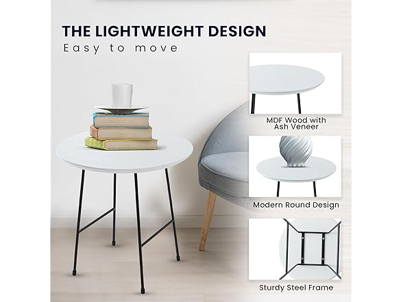 LeisureMod Rossmore Round Side Table