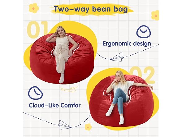 Adult Bean Bag Chair, Giant Beanbag