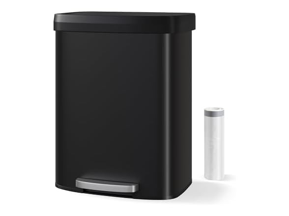 16 Gal/60L Stainless Steel Trash Can with Soft-Close Plastic Lid