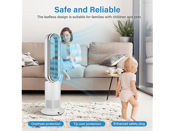 Simple Deluxe 34 Inch Bladeless Tower Fan