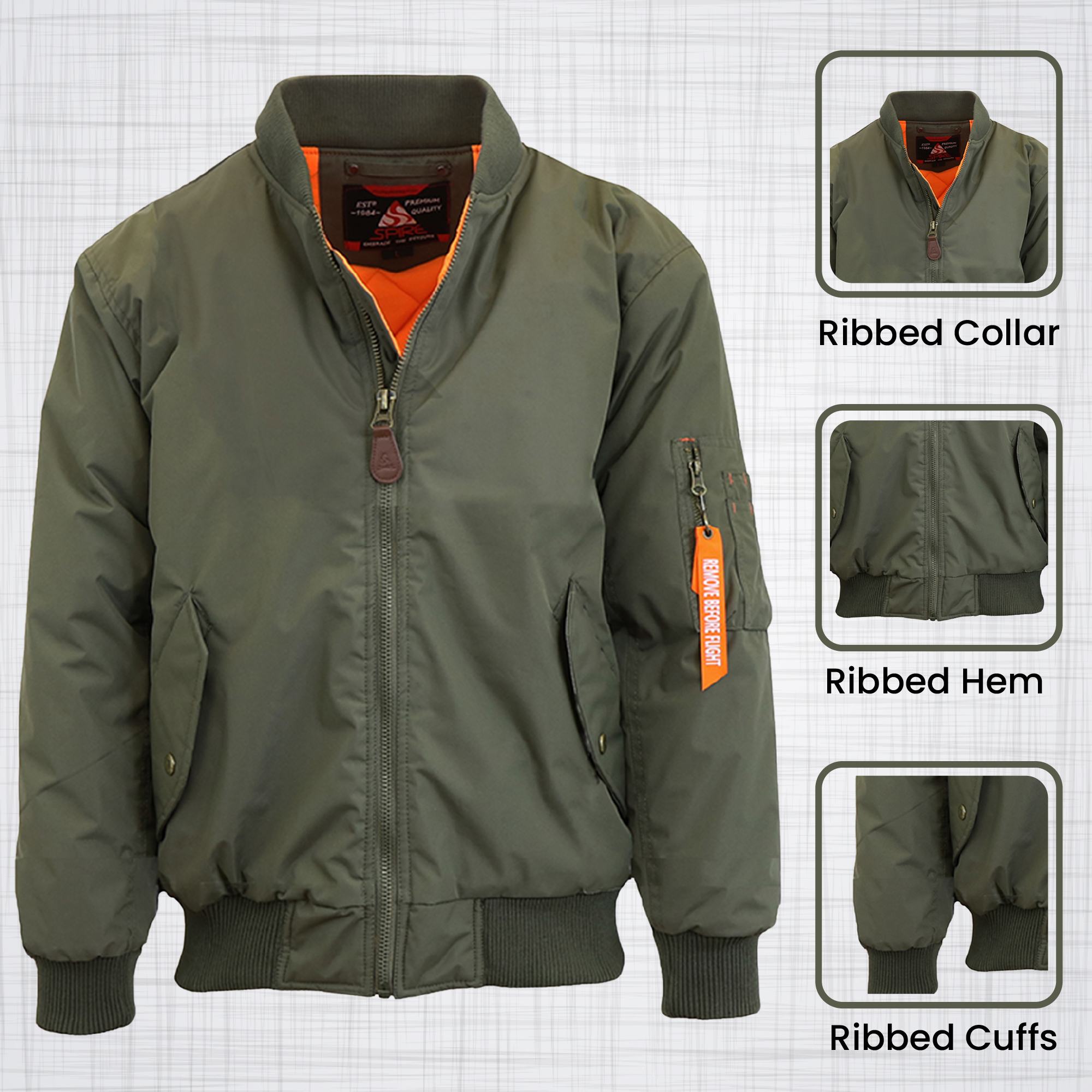 Mens Heavyweight Flight Bomber Jacket - Gallery 21