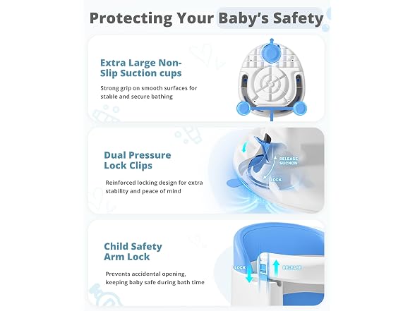 ONTHEWEI Blue Baby Bath Seat