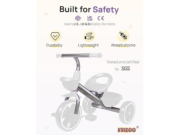 Kriddo Kids Tricycle with Basket, Black
