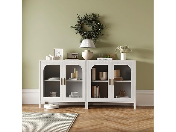 OBEKANN Sideboard Storage Cabinet with Adjustable Shelves