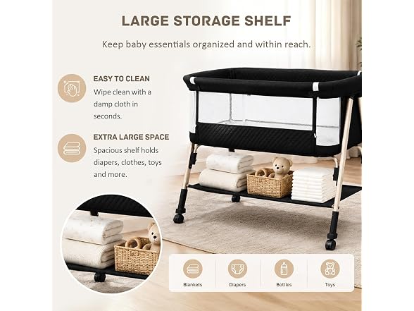 Bolmen Black Baby Bassinet Bedside Sleeper
