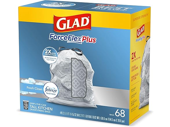 Glad Food Storage Glad ForceFlexPlus Tall Kitchen Dra